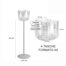 ESPOSITORE PUBBLICITARIO GIREVOLE PORTA DEPLIANT LOCANDINE OPUSCOLI A5 SLV14