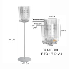 ESPOSITORE PUBBLICITARIO GIREVOLE PORTA DEPLIANT LOCANDINE OPUSCOLI 1/3 A4 SLV16