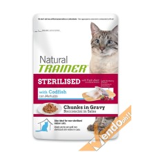 12 PZ BUSTE BOCCONI ALIMENTO UMIDO CIBO GATTI STERILIZZATI CON PESCE MERLUZZO