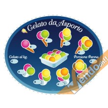 LISTINO ADESIVO OVALE GELATO DA ASPORTO PER BANCO VETRINE GELATERIA GELATERIE