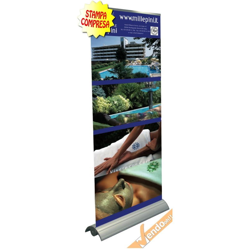 BANNER ROLL UP ROLL-UP ESPOSITORE PUBBLICITARIO DA PAVIMENTO VERTICALE 85X230