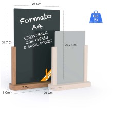 ESPOSITORE PORTA MENU' FORMATO A4 LAVAGNA IN LEGNO DA BANCO BANCONE PER GESSI GESSETTI