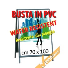 BUSTA IN PVC RESISTENTE ALL'ACQUA PIOGGIA ESPOSITORI CORNI CAVALLETTI F.TO 70X100