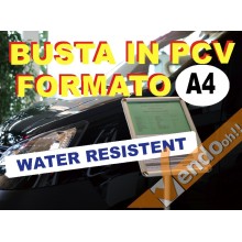 BUSTA IN PVC RESISTENTE ALL'ACQUA PIOGGIA ESPOSITORI CORNI CAVALLETTI F.TO A4