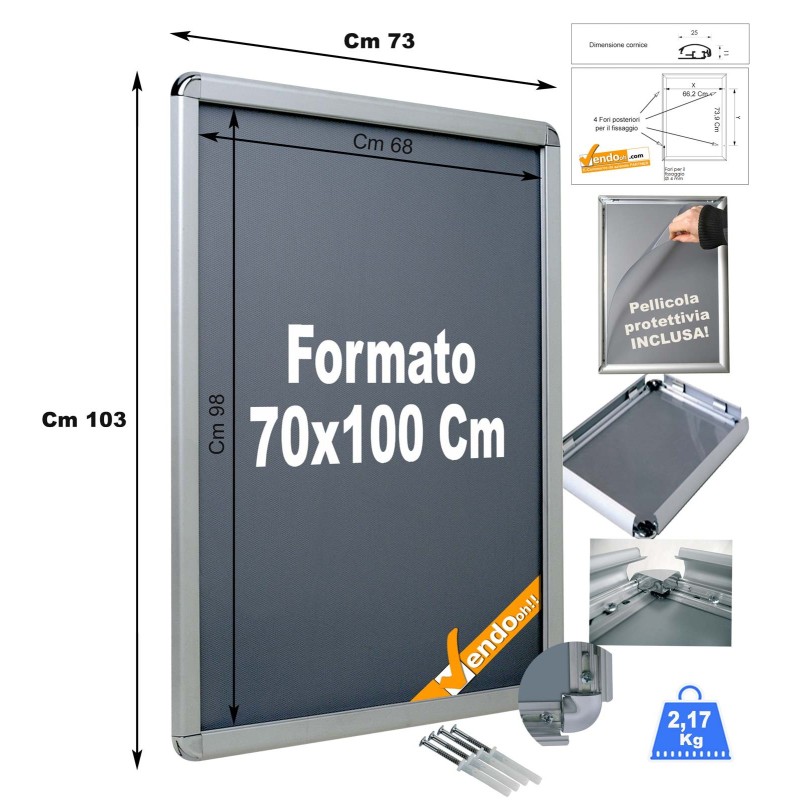 CORNICE ESPOSITIVA PUBBLICITARIA 70x100 DA MURO UFFICIO NEGOZIO AGENZIA CRPT06