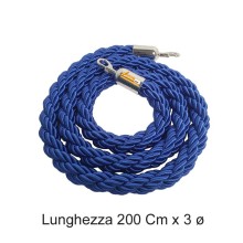 CORDONE INTRECCIATO BLU E GANCIO ARGENTO PER COLONNINA DA TEATRO RECEPTION HOTEL SEGNA PERCORSO AREA