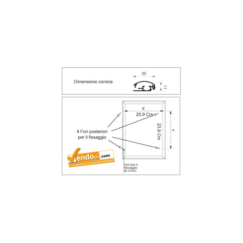 CORNICE ESPOSITIVA F.TO A4 PUBBLICITARIA APPENDERE SU PARETE MURO NEGOZIO CRPT01
