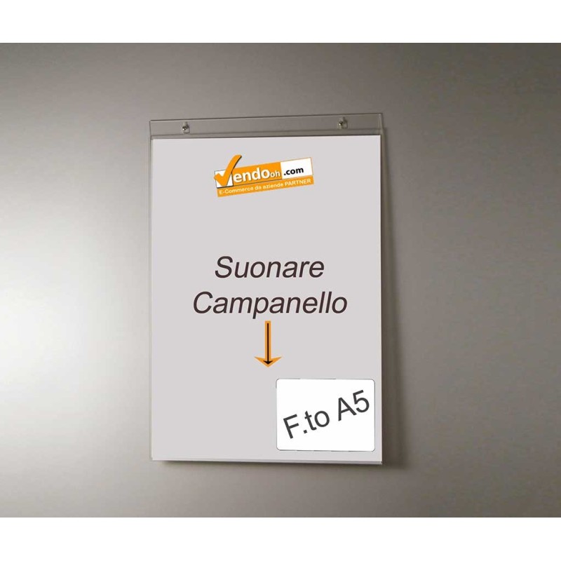 PORTA AVVISI TARGA CON FORI DA PARETE MURO UFFICIO NEGOZIO AZIENDA FORMATO A5 VERTICALE
