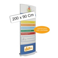 TOTEM PUBBLICITARIO BIFACCIALE ESPOSITORE DA TERRA COMUNICAZIONI H 200 L 90 CM