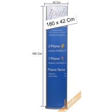 TOTEM PUBBLICITARIO BIFACCIALE DA TERRA DA INTERNO CERTIFICATO H 180 L 42 CM