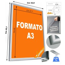 CORNICE ESPOSITIVA PUBBLICITARIA F.TO A3 DA MURO UFFICIO NEGOZIO AGENZIA CRPT12