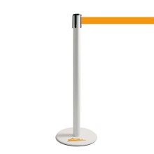 COLONNINA BIANCA A NASTRO ARANCIONE SEGNA PERCORSO BASE PIATTA ANTI INCIAMPO