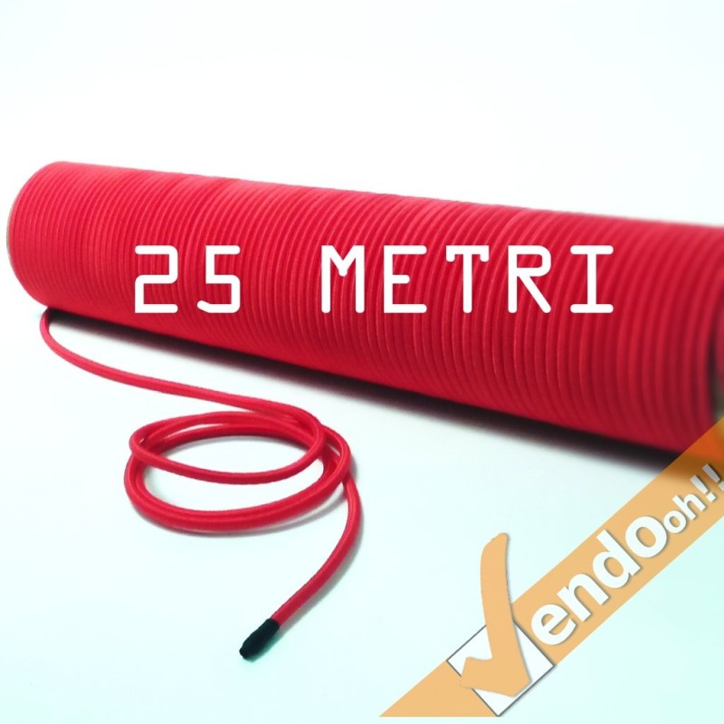 CORDINO CORDONCINO CORDA ELASTICA DIAMETRO 5MM LUNGHEZZA 25 METRI ROSSA MUSE003