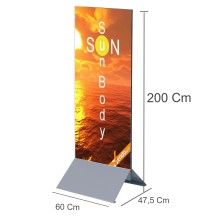 TOTEM PUBBLICITARIO BIFACCIALE ESPOSITORE DA PAVIMENTO BASE DA TERRA TIV002
