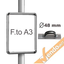CORNICE INFORMATIVA A3 TABELLA COMPLETA DI COLLARE 48 mm ø PER FISSAGGIO A PALI MONTANTI