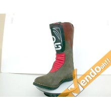 STIVALE STIVALI VERDE ROSSO TRIAL QUAD VERA PELLE VERO ARTIGIANATO MADE IN ITALY