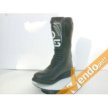 STIVALE STIVALI NERI MOTO TRIAL QUAD VERA PELLE VERO ARTIGIANATO MADE IN ITALY