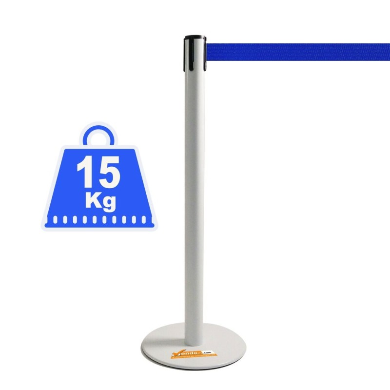 COLONNINA BIANCA 15 KG A BASE PIATTA NASTRO BLU TENDINASTRO TENDIFLEX TENDILINEA