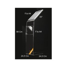 LEGGIO IN PLEXIGLASS ESPOSITORE DA PAVIMENTO 1 CORNICE A4 1 PORTA DEPLIANT