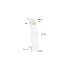 LEGGIO IN METALLO VERNICIATO BIANCO ESPOSITORE PAVIMENTO AUTOPORTANTE PORTA AVVISI A4