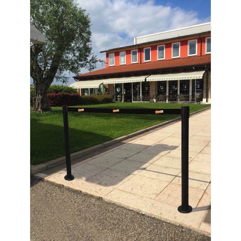 COLONNINA DA ESTERNO TENDI NASTRO SEGNA PERCORSO TASSELLABILE DA PAVIMENTO NERA