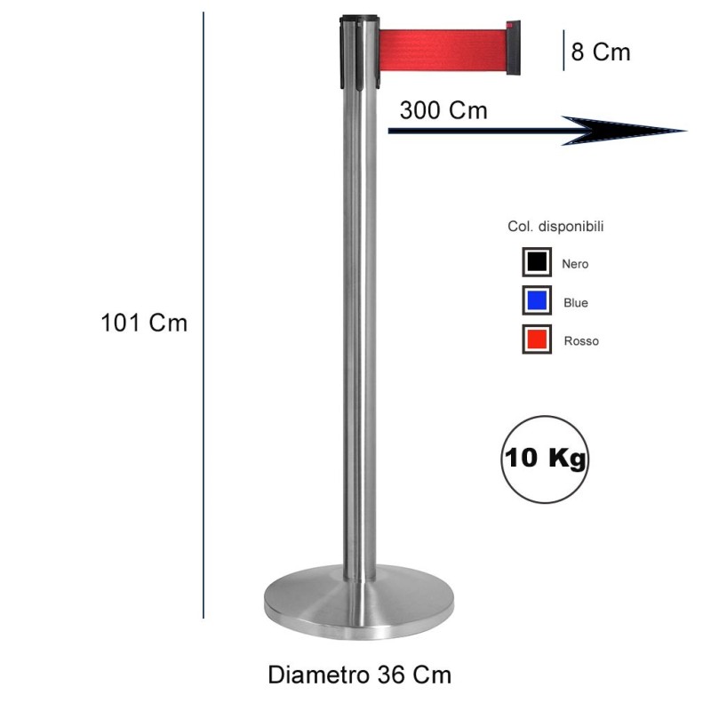 COLONNINA A NASTRO 8 CM ROSSO DELIMITA AREA PRIVACY SEPARA CODE TENDIFLEX AEROPORTO