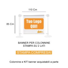 BANNER COMPRESO DI STAMPA 2 LATI PER COLONNINE DELIMITA AREA PRIVACY SEPARA CODE