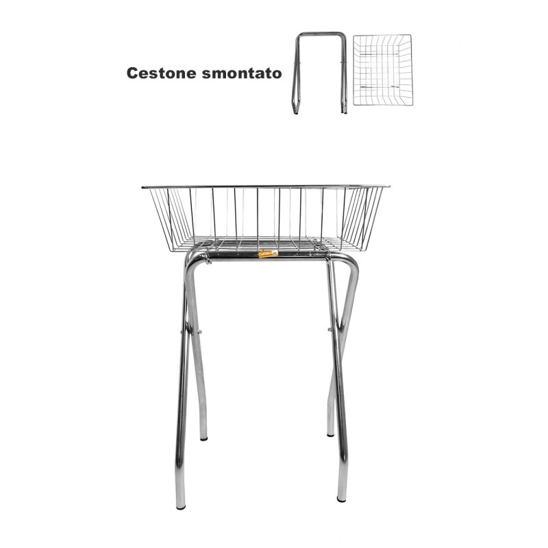 CESTONE IN ACCIAIO BANCARELLA ESPOSITORE METALLO CESTO A RETE DA PAVIMENTO 57X47