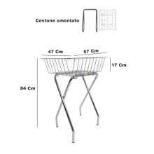 CESTONE IN ACCIAIO BANCARELLA ESPOSITORE METALLO CESTO A RETE DA PAVIMENTO 57X47