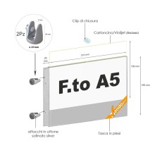TARGA DA PARETE A BANDIERA CON DISTANZIALI PANNELLO PORTA AVVISI A5 ORIZZONTALE