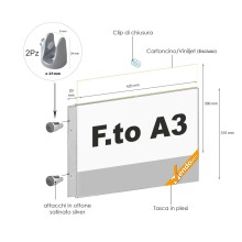 TARGA DA PARETE A BANDIERA COMPLETA DI ATTACCHI A MURO PANNELLO A3 ORIZZONTALE