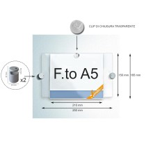 TARGA DA PARETE A BANDIERA COMPLETA DI ATTACCHI A MURO PANNELLO A5 ORIZZONTALE