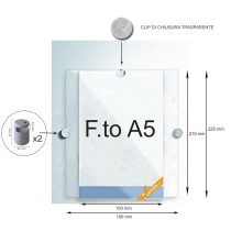 INSEGNA TARGA PANNELLO TABELLA PORTA AVVISI DA MURO A5 VERTICALE CON ATTACCHI