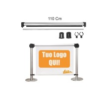 COPPIA COLONNINE SEPARA CODE DELIMITA AREA COMPLETE DI BANNER STAMPA INCLUSA