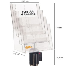 PORTA DEPLIANT PER COLONNINE DELIMITA AREA SEGNA PERCORCORSO FORMATO A4 4 TASCHE