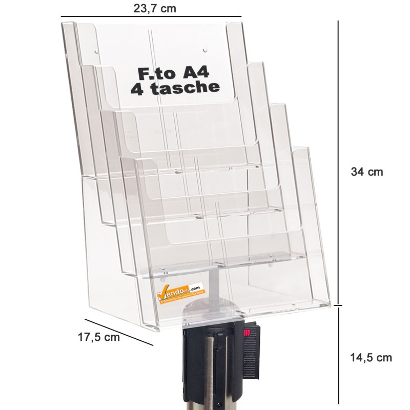 PORTA DEPLIANT PER COLONNINE DELIMITA AREA SEGNA PERCORCORSO FORMATO A4 4 TASCHE