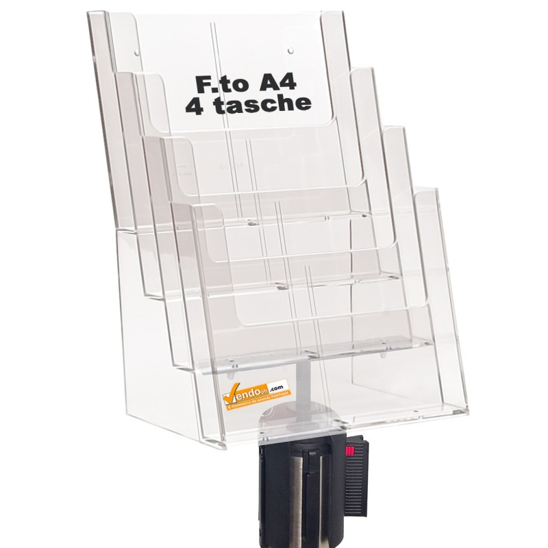 PORTA DEPLIANT PER COLONNINE DELIMITA AREA SEGNA PERCORCORSO FORMATO A4 4 TASCHE