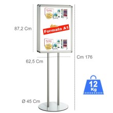 ESPOSITORE PUBBLICITARIO DA PAVIMENTO CORNICE A SCATTO FORMATO A1 MONOFACCIALE