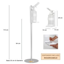 PORTA DISPENSER AUTOPORTANTE IN METALLO EROGAZIONE GOMITO CONTENITORE INCLUSO 1L