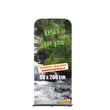TOTEM PESANTE TRASPORTABILE IN TESSUTO STAMPA INCLUSA 80X200 TIPO ROLL-UP POPUP