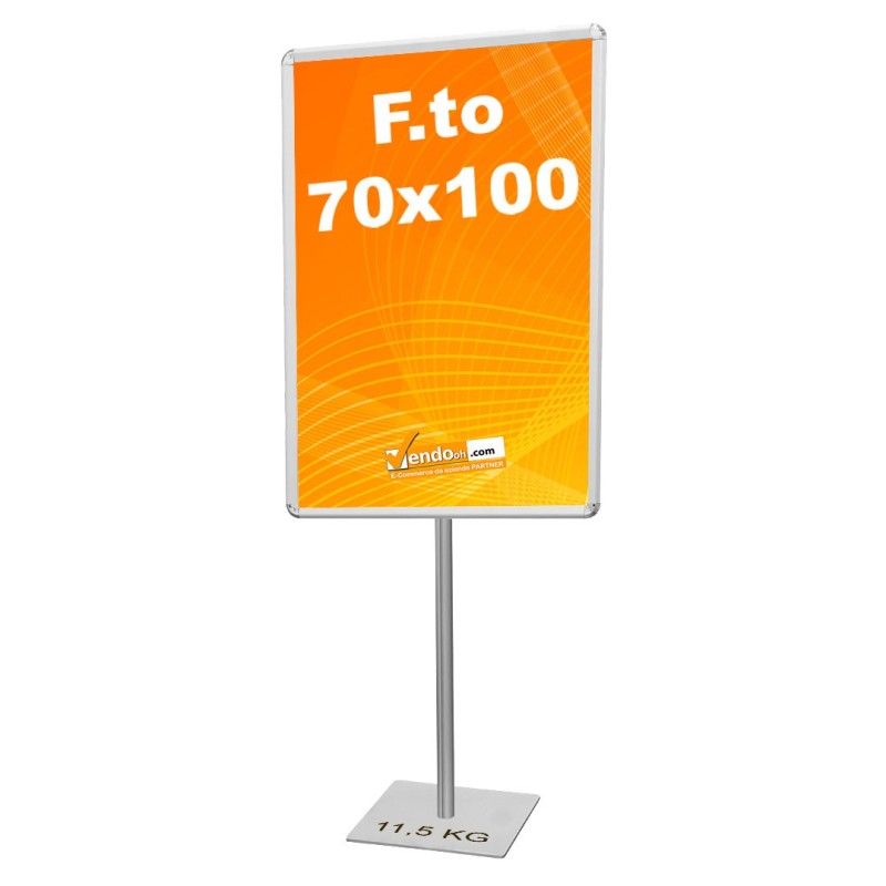 ESPOSITORE IN METALLO DA PAVIMENTO CON CORNICE 70x100 MONOFACCIALE BASE QUADRATA