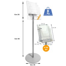 ESPOSITORE DEPLIANT RIVISTE A4 DA PAVIMENTO UFFICIO NEGOZIO AGENZIA SLV01