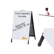 CAVALLETTO PUBBLICITARIO BIFACCIALE PANNELLI BIANCHI MAGNETICI SCRIVIBILI 60X90