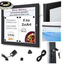 2XA4 BACHECA DA ESTERNO A LED,IN ALLUMINIO,COLORE NERO,CON SERRATURA E CHIAVE INCLUSI