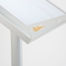 DETTAGLIO SPIGOLO ESPOSITORE DA ESTERNO PORTA MENU DA PAVIMENTO FORMATO 1XA4 BACHECA PER HOTEL BAR