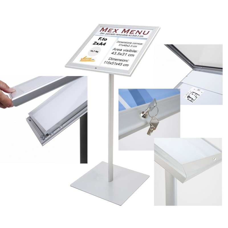 PORTA MENU DA PAVIMENTO DA ESTERNO FORMATO 2XA4 BACHECA ESPOSITORE PIZZERIA BAR