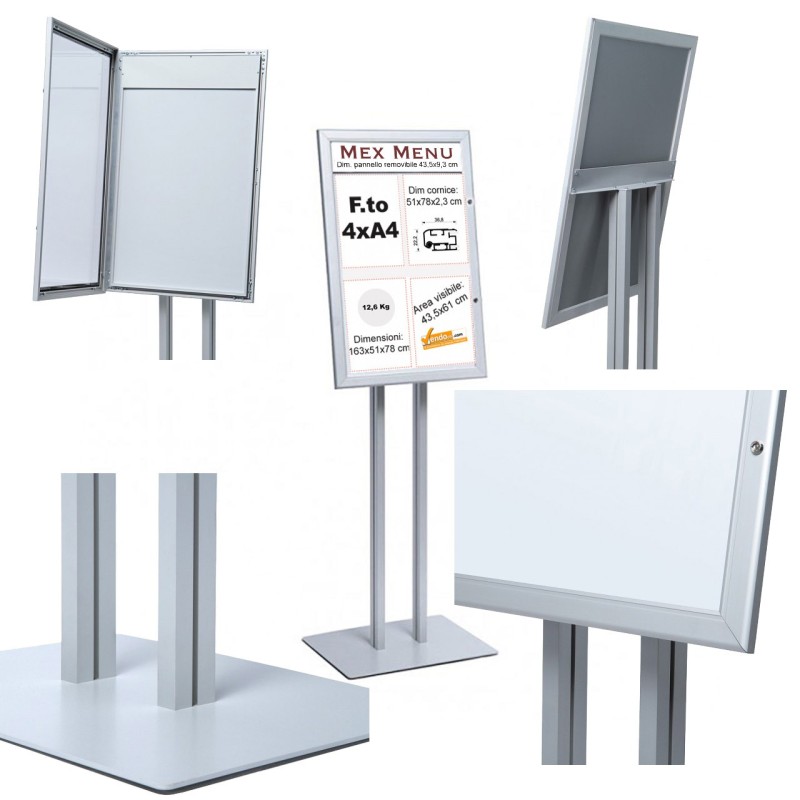 BACHECA ESPOSITORE PORTA MENU DA PAVIMENTO PER ESTERNO FORMATO 4XA4 RISTORANTE