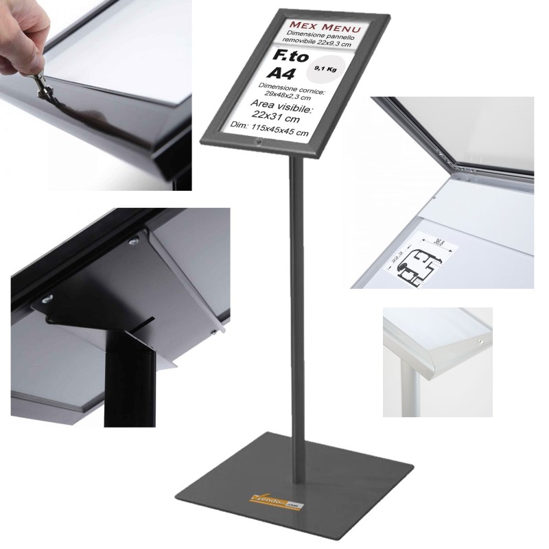ESPOSITORE DA ESTERNO PORTA MENU DA PAVIMENTO FORMATO 1XA4 BACHECA PER ALBERGO