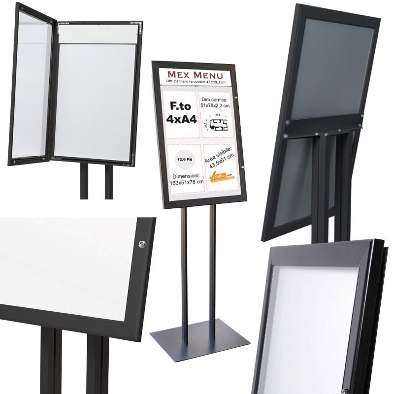 BACHECA ESPOSITORE PORTA MENU DA PAVIMENTO PER ESTERNO FORMATO 4XA4 LOCANDA BAR