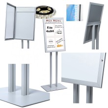 BACHECA ESPOSITORE ILLUMINATA A LED PORTA MENU DA PAVIMENTO PER ESTERNO FTO 4XA4